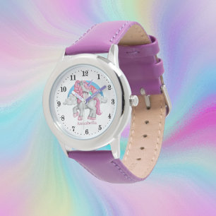 leuke meisjes fantasie unicorn voegt naam toe horloge
