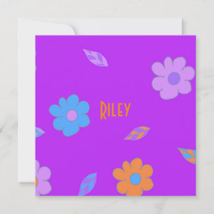 Leuke meisjes retro bloem feestdagenkaart