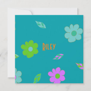 Leuke meisjes retro bloem feestdagenkaart