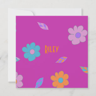 Leuke meisjes retro bloem feestdagenkaart