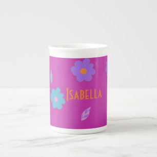 Leuke meisjes retro bloem porselein kop
