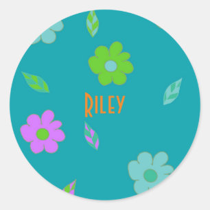Leuke meisjes retro bloem ronde sticker