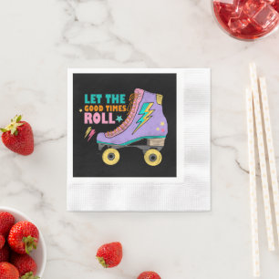 Leuke meisjes retro roller schaatsfeest papieren servet