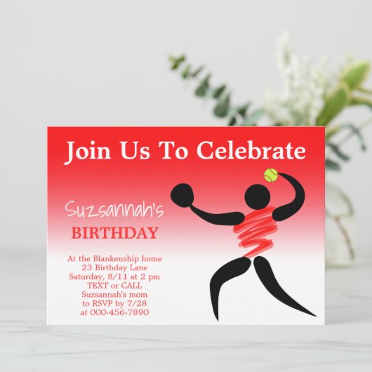 Leuke Meisjes Softball Custom Verjaardag Party Uit Kaart (Staand voorkant)