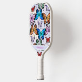Leuke meisjes vlinder patroon grillige blauwe naam pickleball paddle (Links)