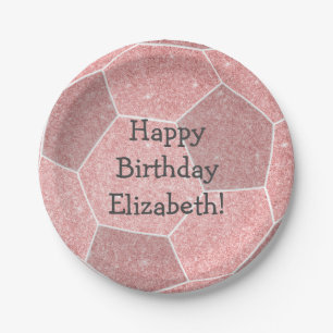 Leuke meisjesachtige roze voetbal verjaardagsfeest papieren bordje