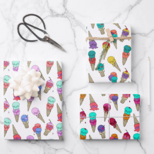 Leuke Melty Summer Gothic Skull Ice Cream op wit Inpakpapier Vel