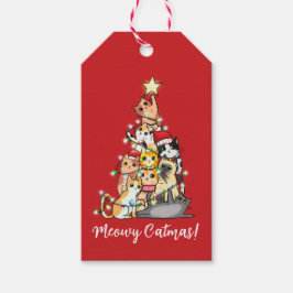 Leuke Meowy Catmas Katten Kerstboom Aangepast Cadeaulabel