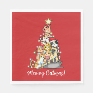 Leuke Meowy Catmas Katten Kerstboom Aangepast Servet