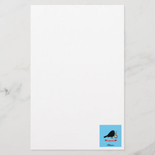 Leuke merel met een kerstbal aangepaste naam briefpapier