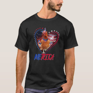 Leuke merica kip & USA vlag zonnebril 4e van J T-shirt