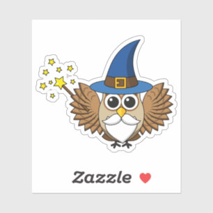 Leuke Merlin de Wizard Uil Cartoon Sticker
