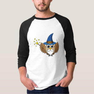 Leuke Merlin de Wizard Uil Cartoon T-shirt