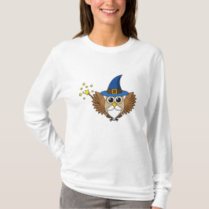 Leuke Merlin de Wizard Uil Cartoon T-shirt