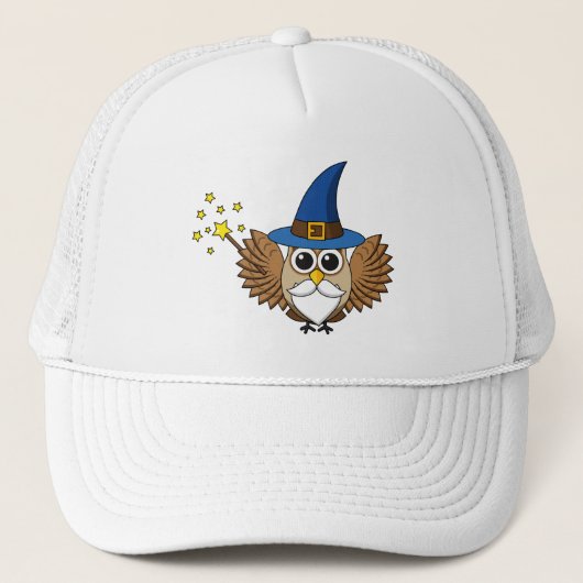 Leuke Merlin de Wizard Uil Cartoon Trucker Pet (Voorkant)
