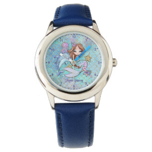 Leuke Mermaid Licht Bruin Haar Gepersonaliseerd Me Horloge