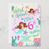 Leuke Mermaid Meisje Verjaardagsfeest Kaart (Voorkant)