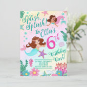 Leuke Mermaid Meisje Verjaardagsfeest Kaart (Staand voorkant)