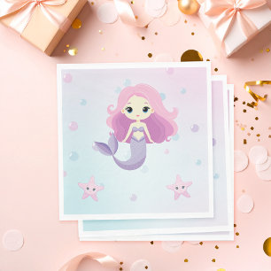 Leuke Mermaid Meisje Verjaardagsfeest Servet