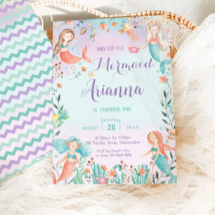 Leuke Mermaids Meisje Verjaardag Onder het Zee Zwe Kaart