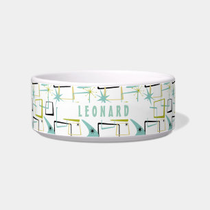 Leuke mid-eeuwse ruimte atomaire abstracte vierkan voerbakje