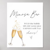 Leuke minimalistische champagne mimosa bar teken poster (Voorkant)
