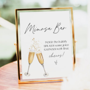 Leuke minimalistische champagne mimosa bar teken poster