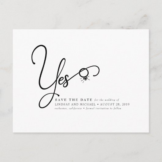 Leuke minimalistische moderne save the date briefkaart (Voorkant)