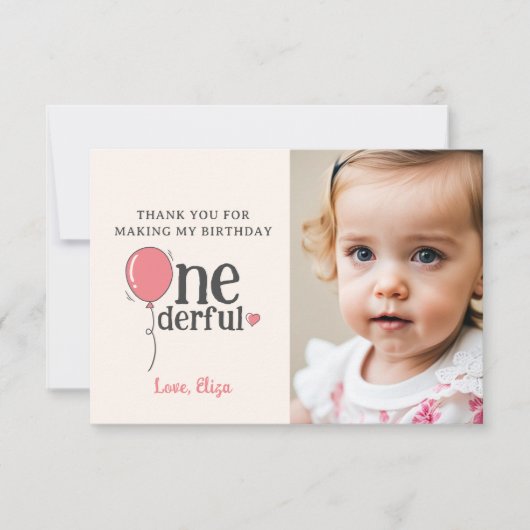 Leuke Miss Onederful Bedankkaart met Foto (Voorkant)