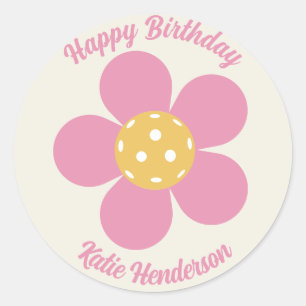 Leuke Mod Retro Pickleball Bloem Persoonlijk Ronde Sticker