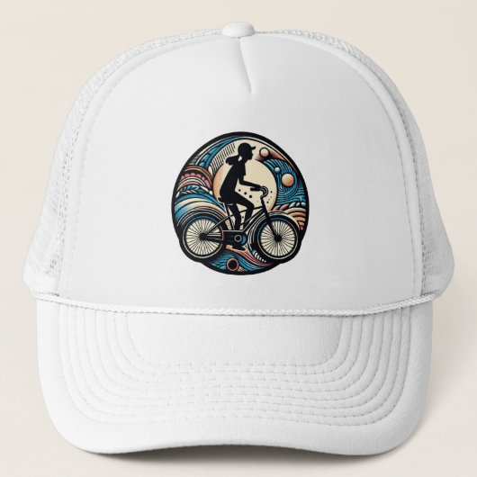 Leuke moderne Abstracte fiets Logo voor vrouwen Trucker Pet (Voorkant)