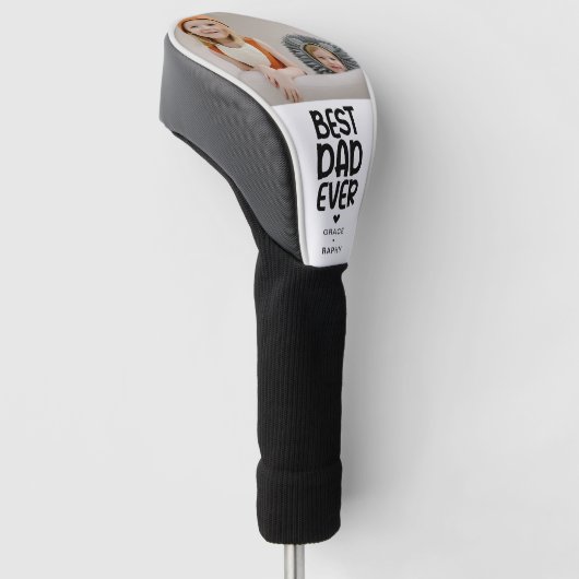 Leuke moderne 'BEST DAD EVER' Foto Golfheadcover (Schuin)