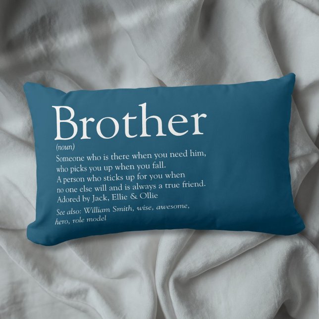 Leuke Moderne Blauwe Cool Beste Ooit Broer Definit Kussen (Fun Modern Blue Cool Best Ever Brother Definition Lumbar Pillow)