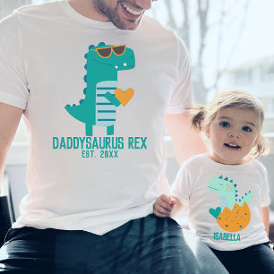 Leuke moderne Blauwgroen dinosaurus Dino met een h T-shirt