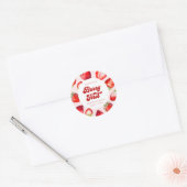 Leuke moderne Boho aardbeienbes 1e verjaardag Ronde Sticker (Envelop)