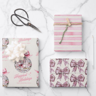 Leuke moderne discobal Ornament Gelukkigste Feestd Inpakpapier Vel