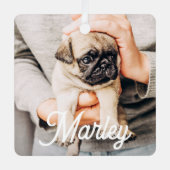 Leuke moderne eenvoudige aangepaste huisdier foto  metalen ornament (Voorkant)