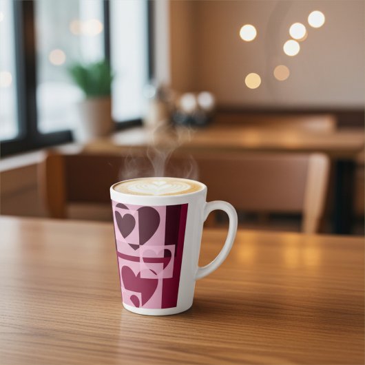 Leuke moderne geometrische zachte roze, wijn rode  latte mok