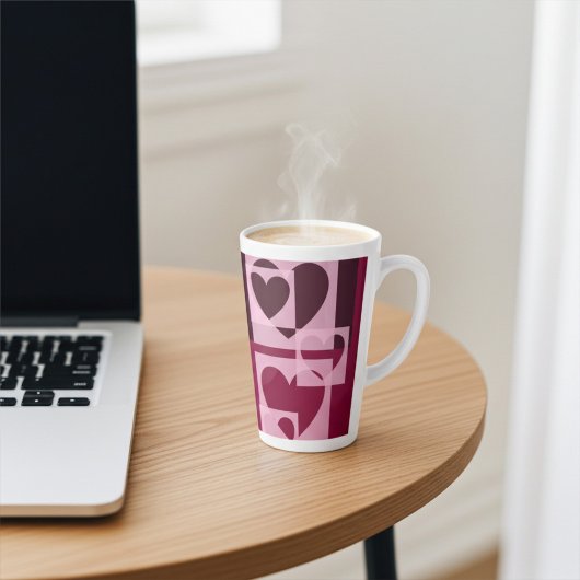 Leuke moderne geometrische zachte roze, wijn rode  latte mok