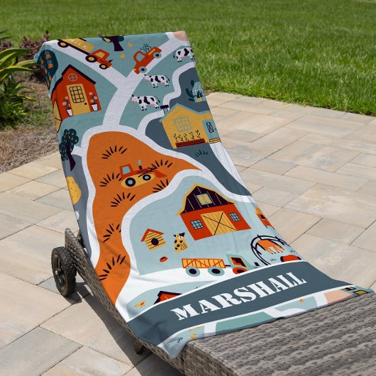 Leuke moderne kinder boerenerf trendy strandlaken