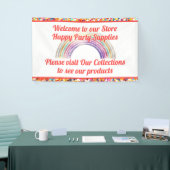 Leuke moderne kleurrijke pastel regenboog Jouw tek Spandoek (Beurs)