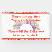 Leuke moderne kleurrijke pastel regenboog Jouw tek Spandoek (Horizontaal)