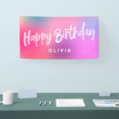 Leuke Moderne Kleurrijke Tiener Tween Roze Meisje  Spandoek (Beurs)