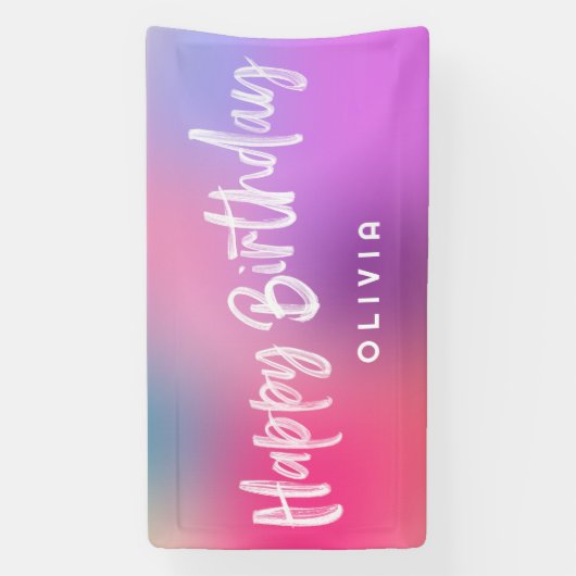 Leuke Moderne Kleurrijke Tiener Tween Roze Meisje  Spandoek (Verticaal)