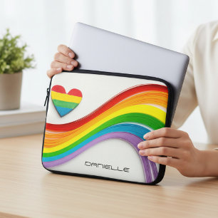 Leuke moderne LGBT Pride regenboog gepersonaliseer Laptop Sleeve