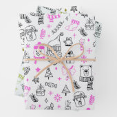 Leuke Moderne Lijntekening Vakantie Thema Kerstmis Inpakpapier Vel (In situ)