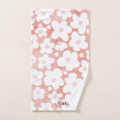 Leuke Moderne Retro Daisy Patroon Roze Naam Bad Handdoek (Handdoek)
