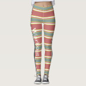 Leuke moderne retro gestript patroon l Workout Leggings (Voorkant)