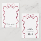 Leuke moderne roze boog lint oorbel display visitekaartje (Voorkant / Achterkant)