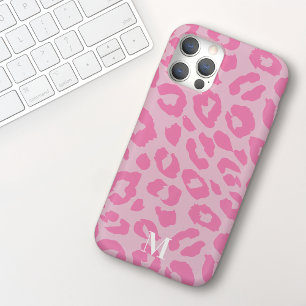 Leuke Moderne Roze Luipaardprint Monogram iPhone 15 Hoesje